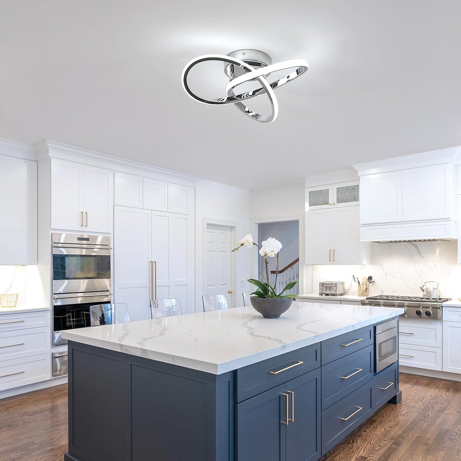 Ceiling Light - Chrome Aluminium Frame, White Light
