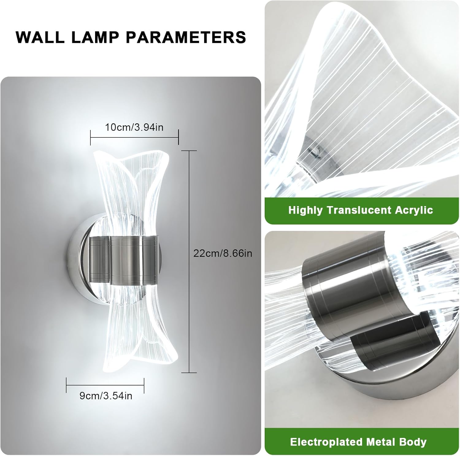 Wall Light - Chrome Acrylic Frame, Tunable