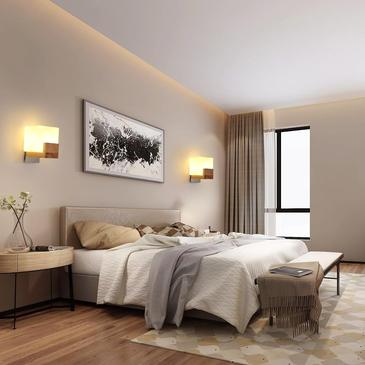 Wall Light - Wood Glass Frame, Tunable