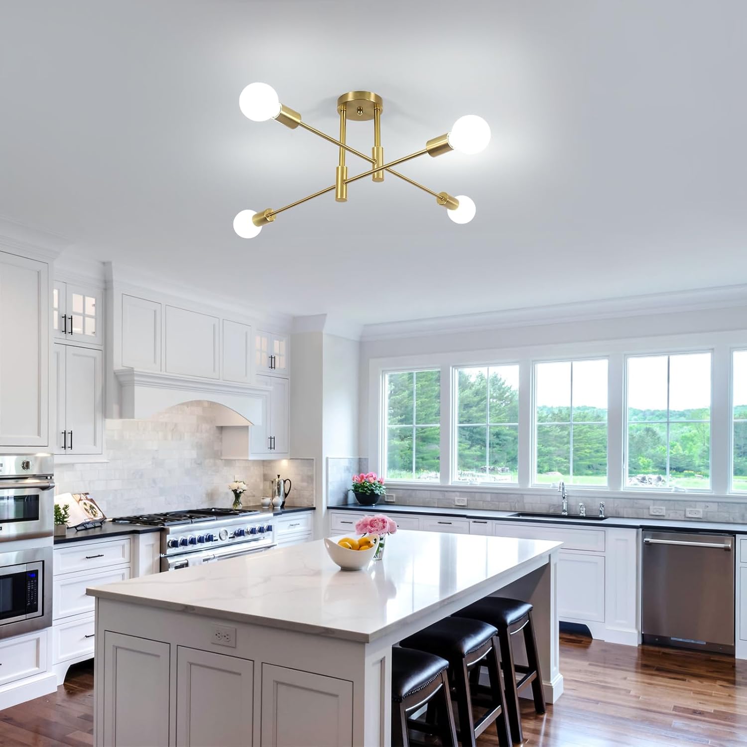 Ceiling Light - Gold Metal Frame
