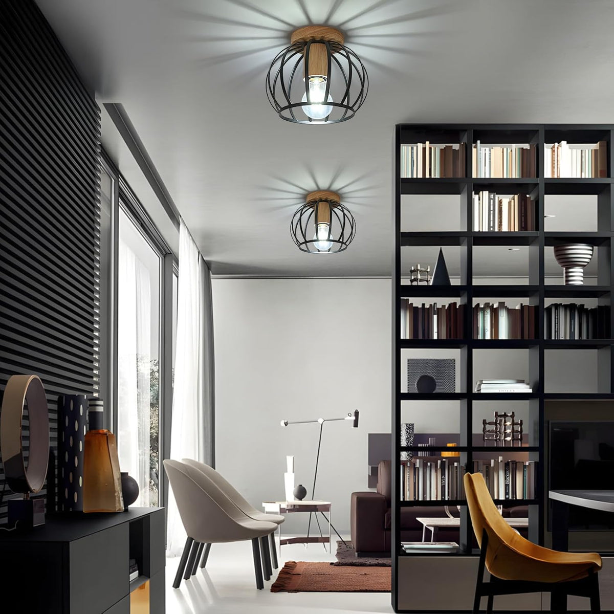 Ceiling Light - Black Metal Frame