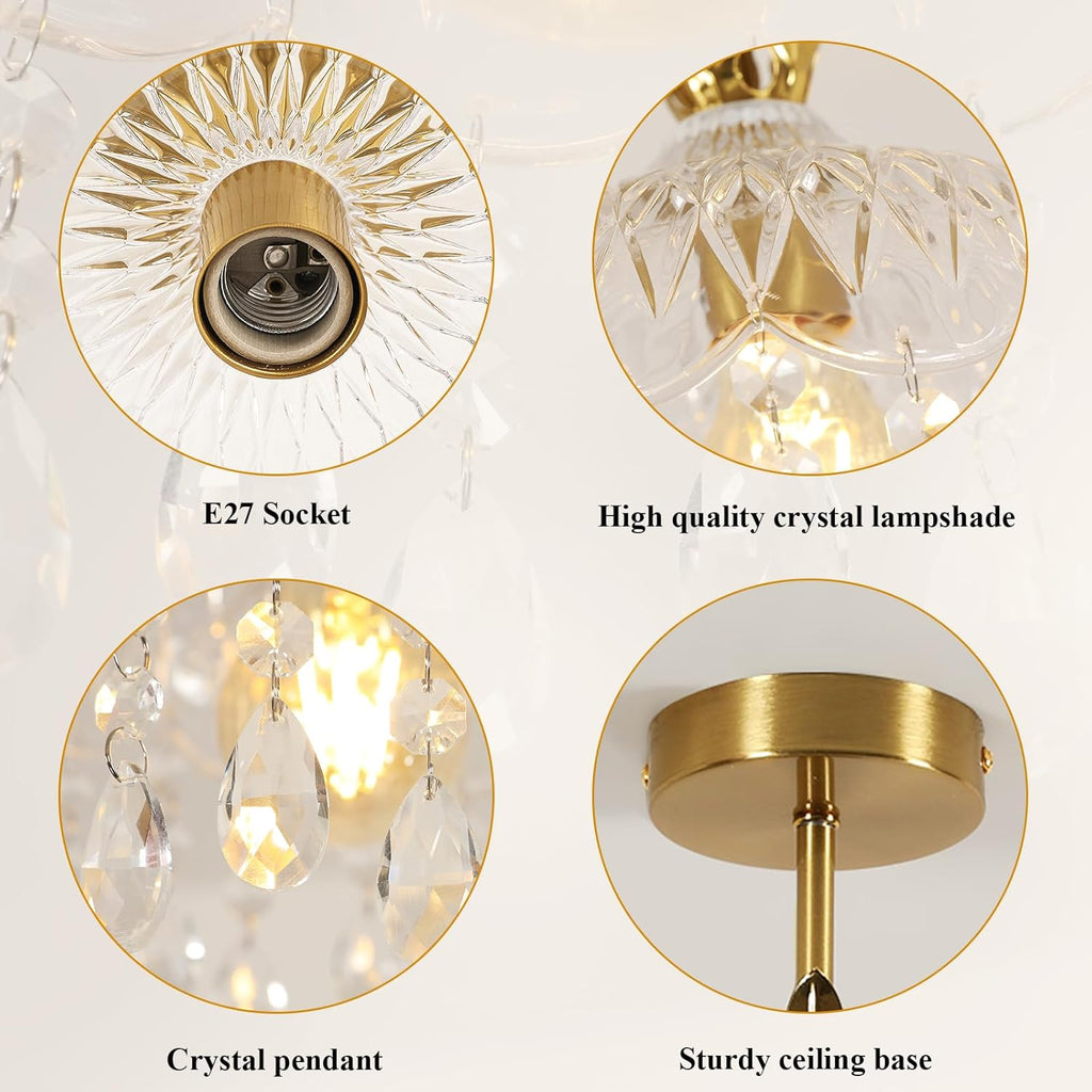 Chandeliers - Gold Glass Frame, Warm Light