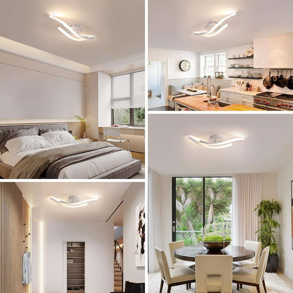 Ceiling Light - White Aluminium Frame, Warm Light