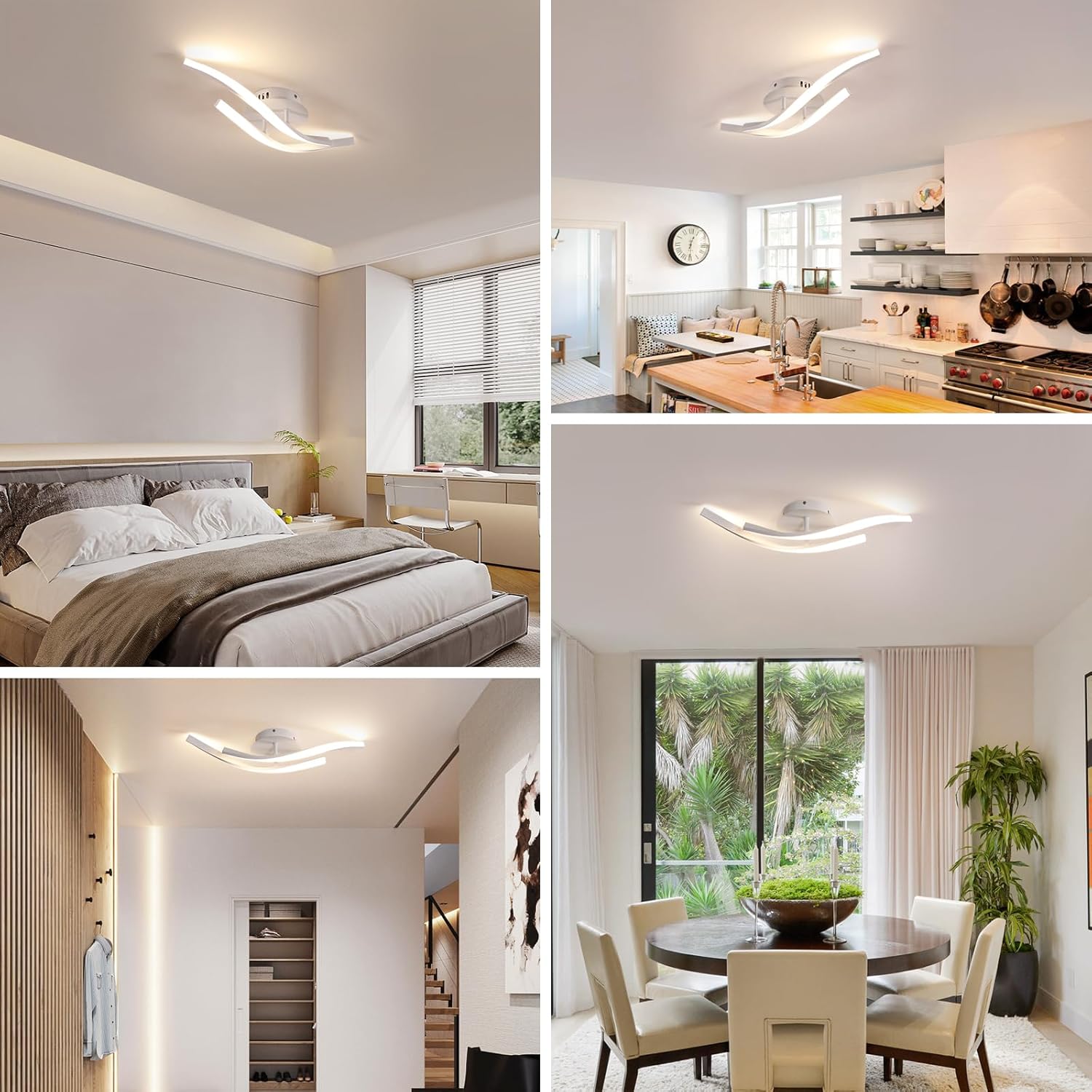 Ceiling Light - White Aluminium Frame, Warm Light