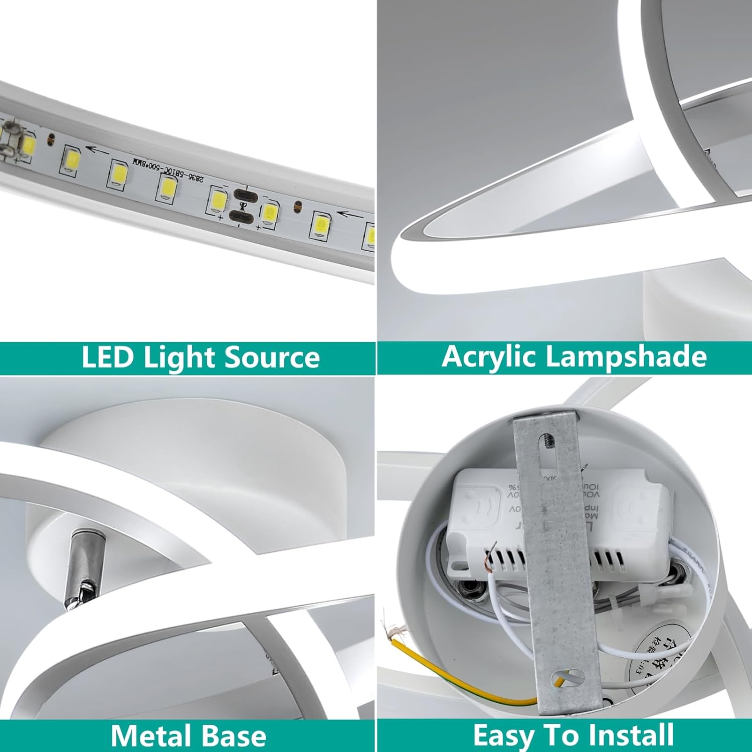 Ceiling Light - White Aluminium Frame, White Light