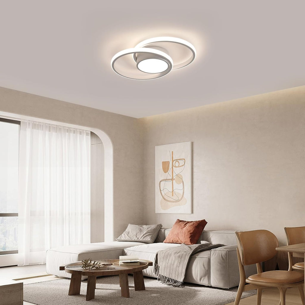 Ceiling Light - White Metal Frame, Natural Light