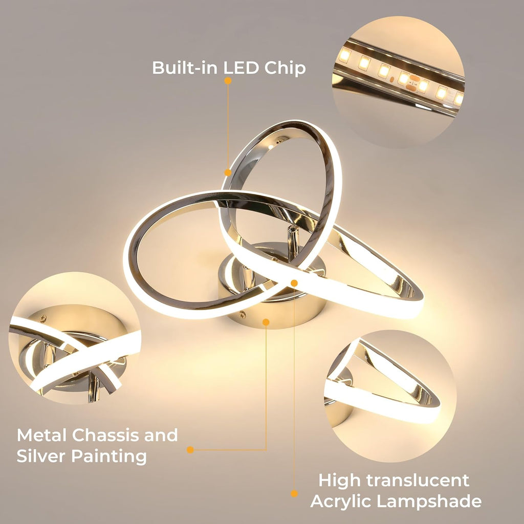 Ceiling Light - Chrome Aluminium Frame, Warm Light
