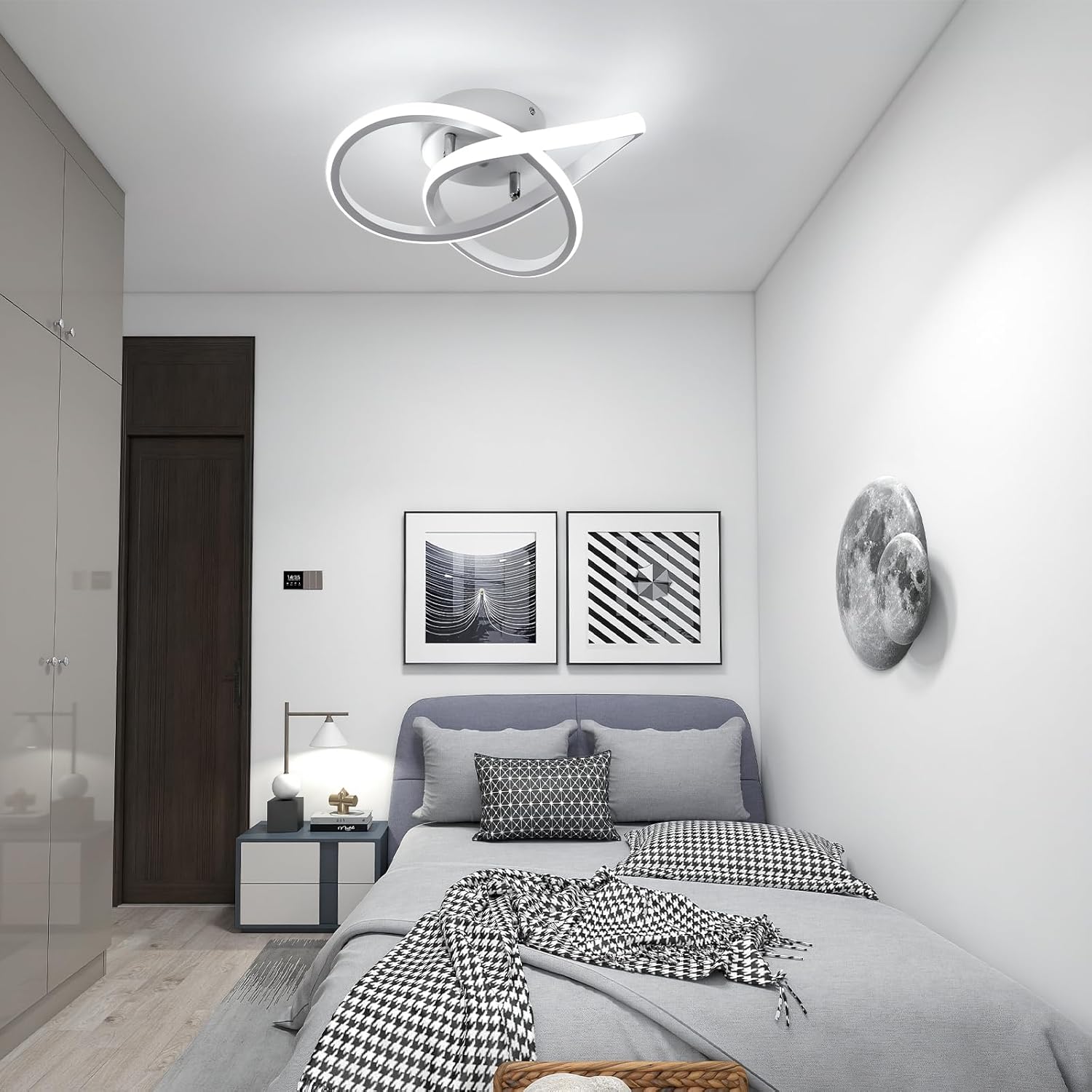 Ceiling Light - White Aluminium Frame, White Light