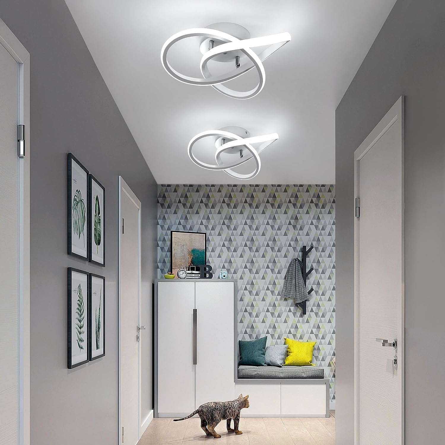 Ceiling Light - White Aluminium Frame, White Light