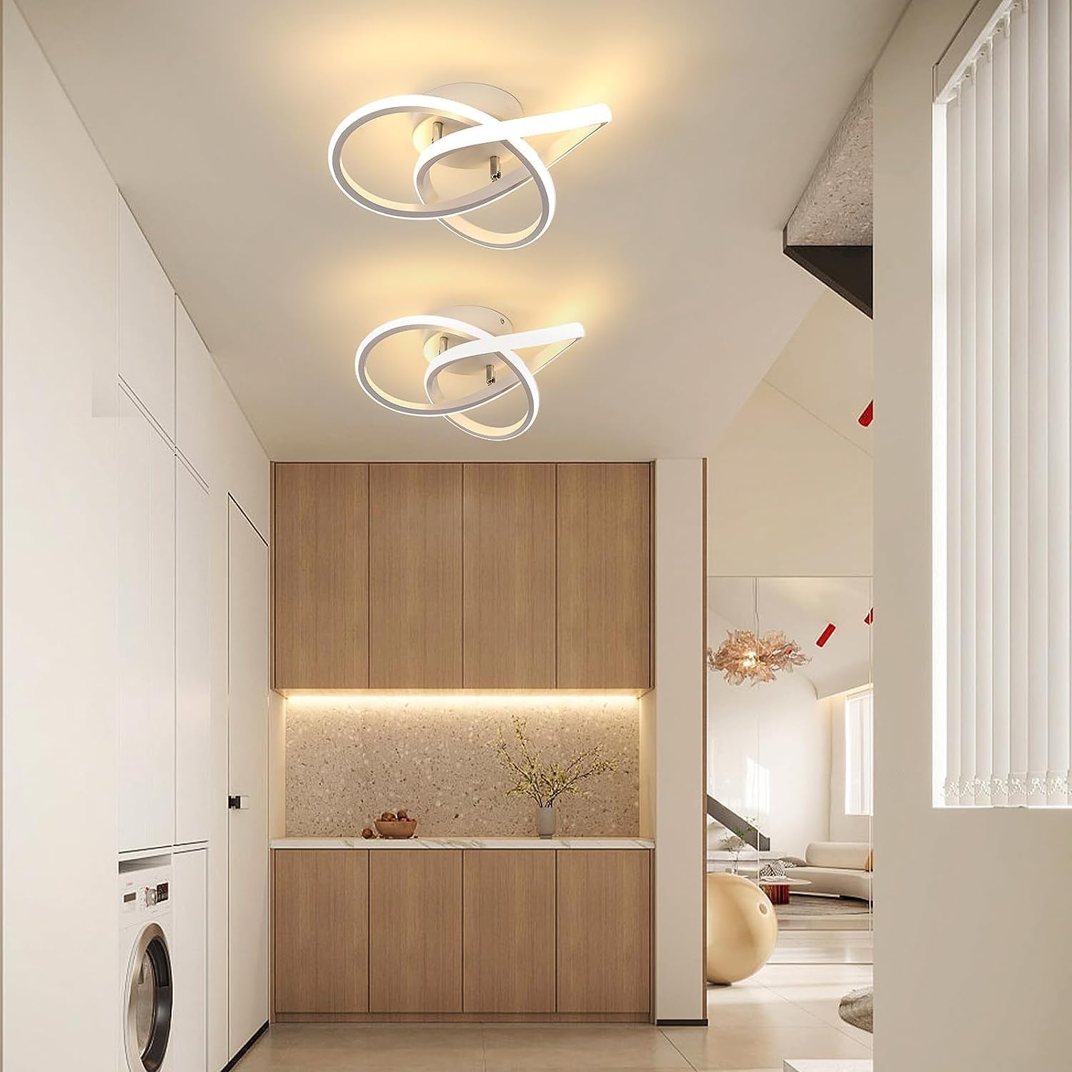 Ceiling Light - White Aluminium Frame, Warm Light
