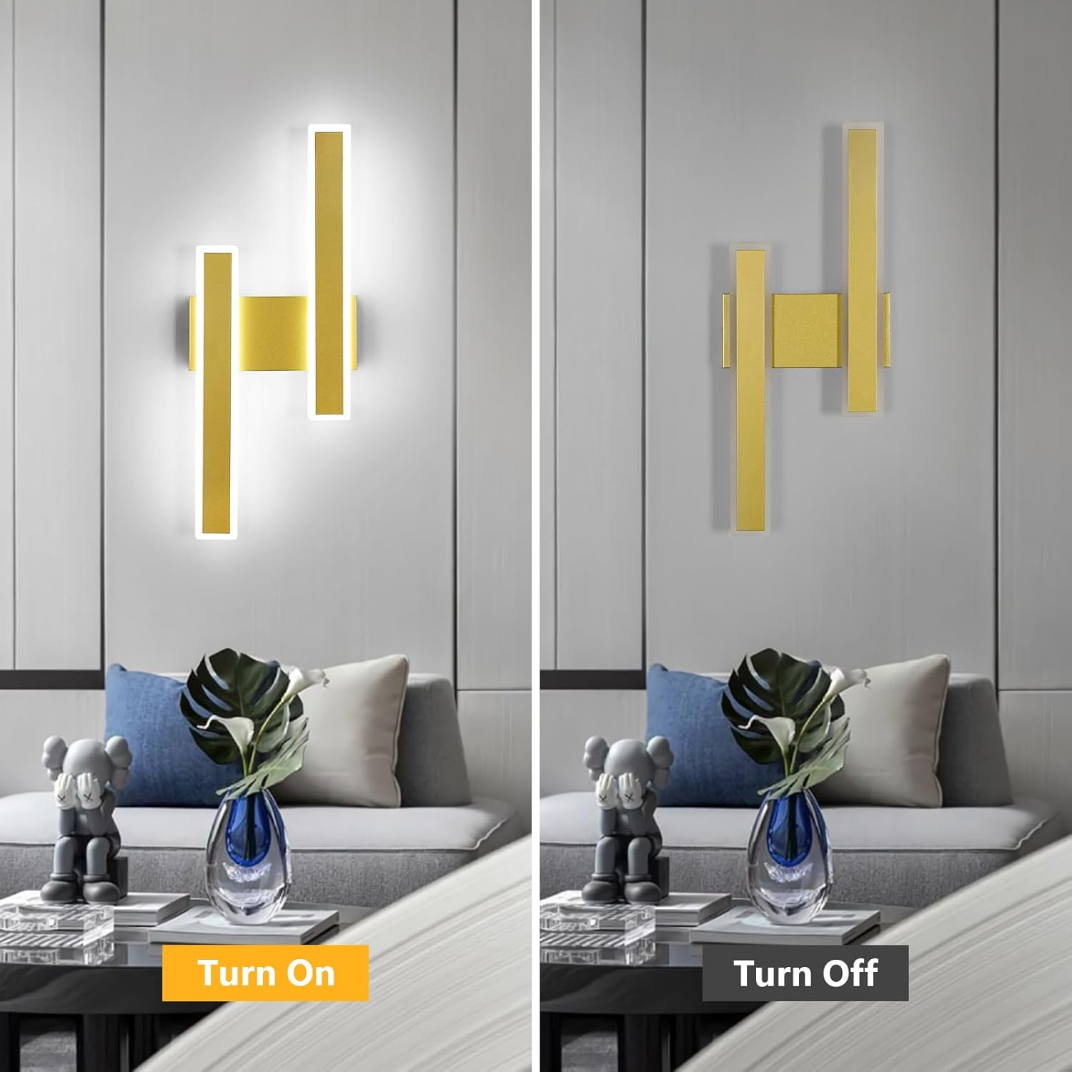Wall Light - Gold Acrylic Frame, White Light