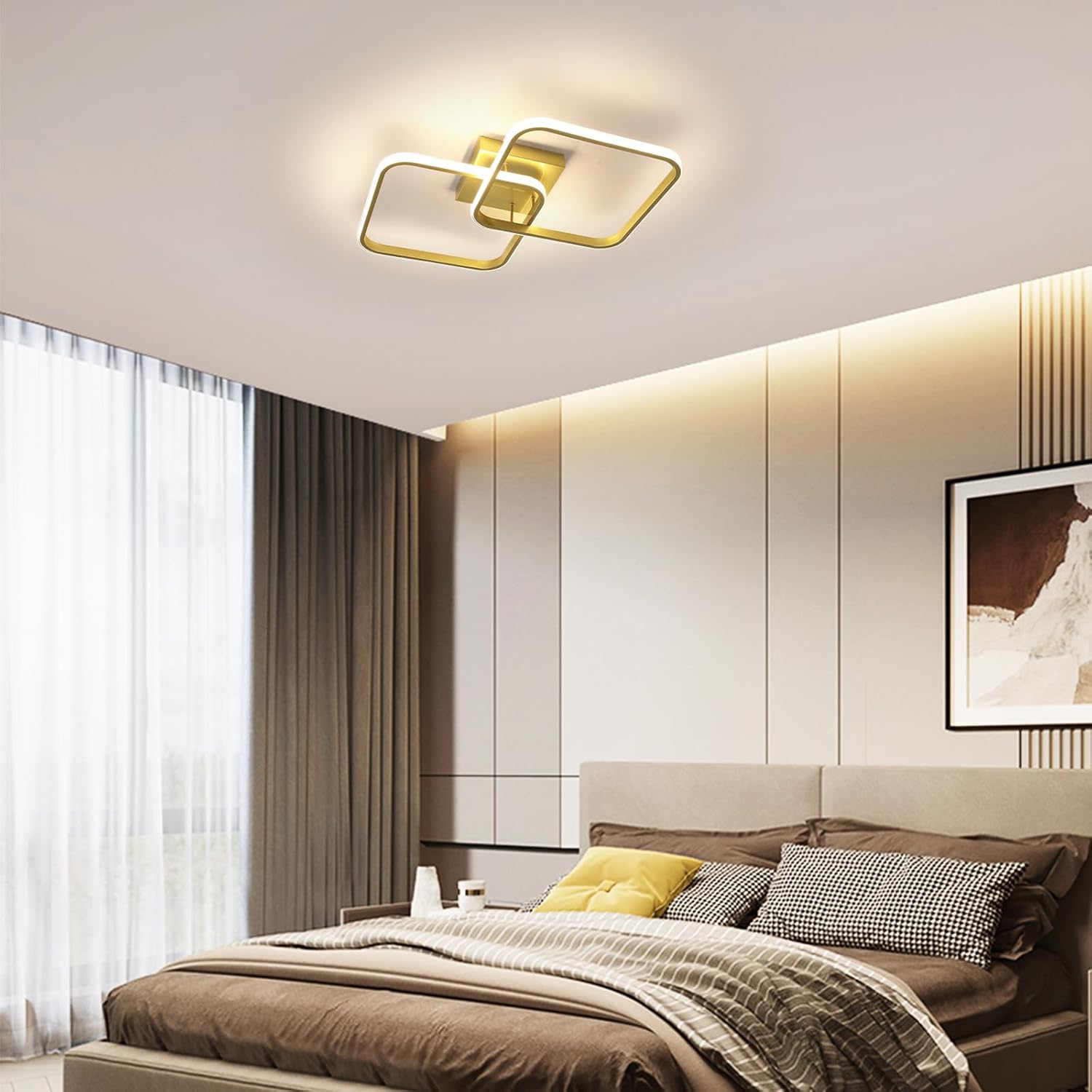 Ceiling Light - Gold Aluminium Frame, Natural Light