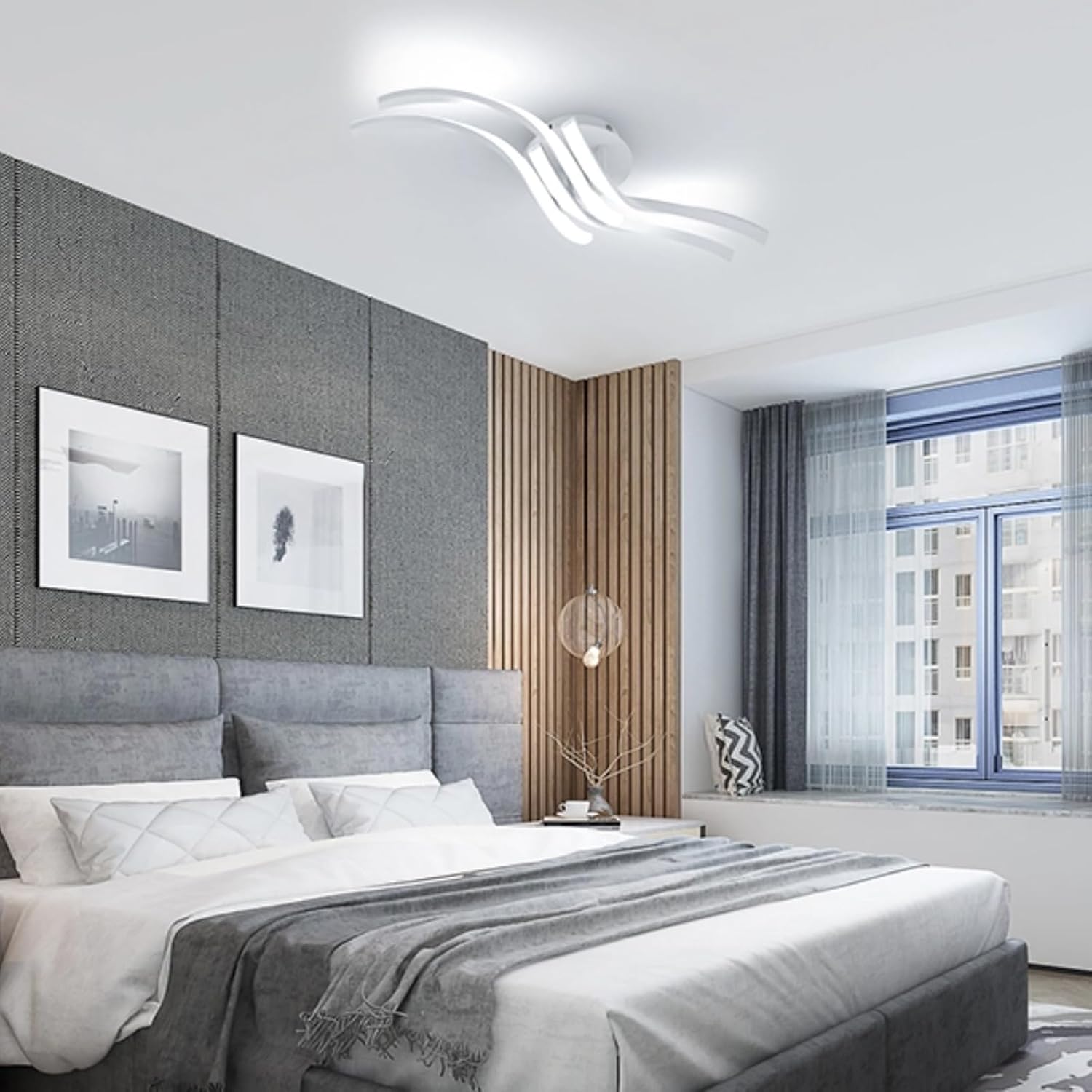 Plafoniera - Struttura in alluminio bianco, Luce bianca