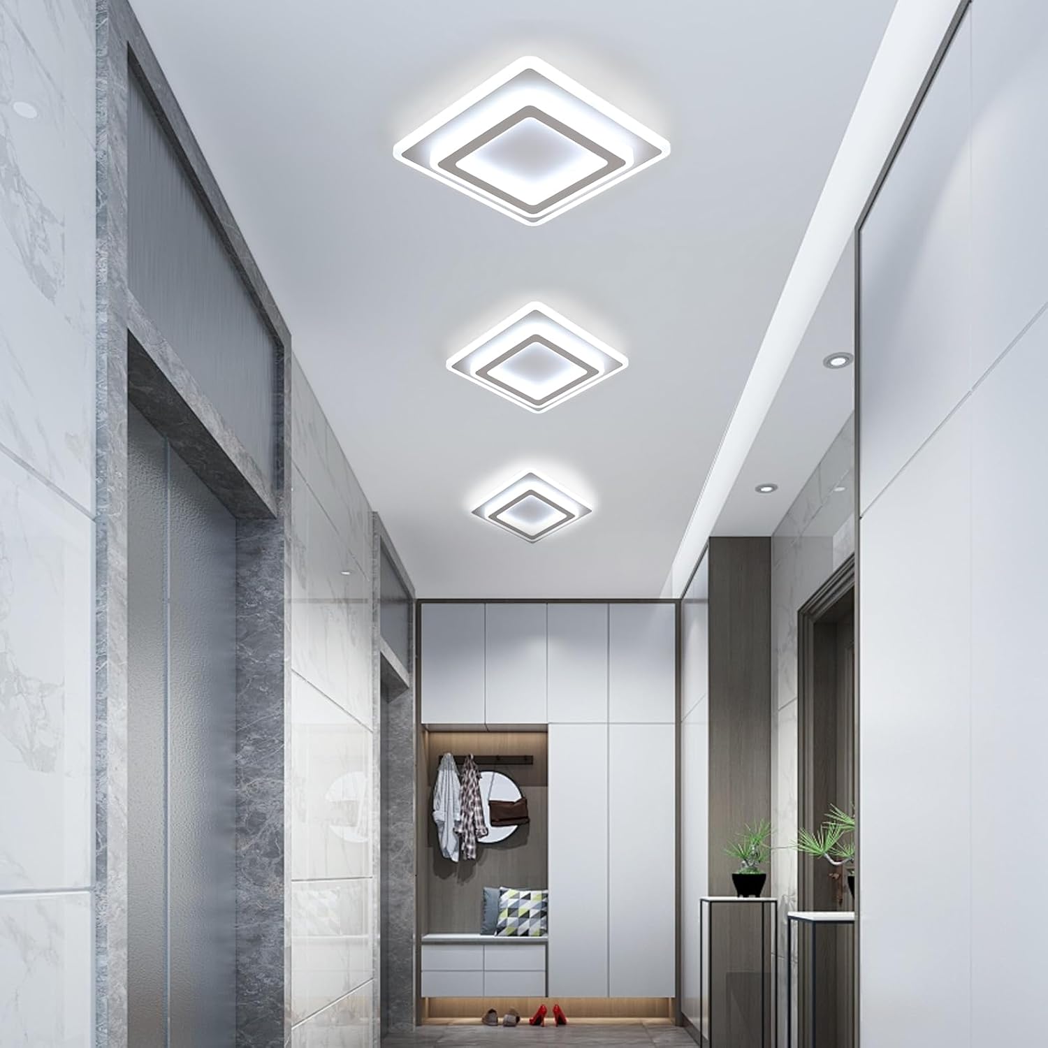 Ceiling Light - White Acrylic Frame, White Light