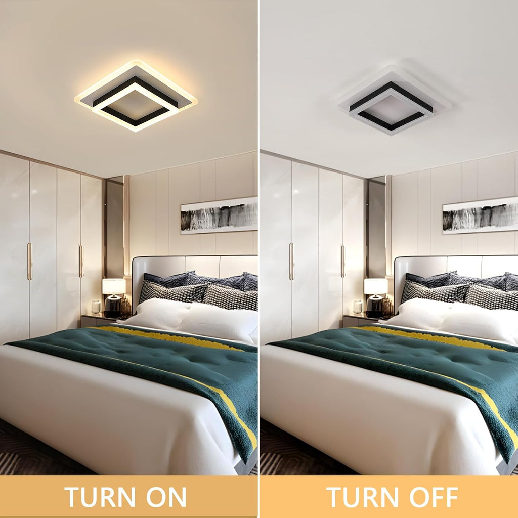 Ceiling Light - Black & White Acrylic Frame, Warm Light