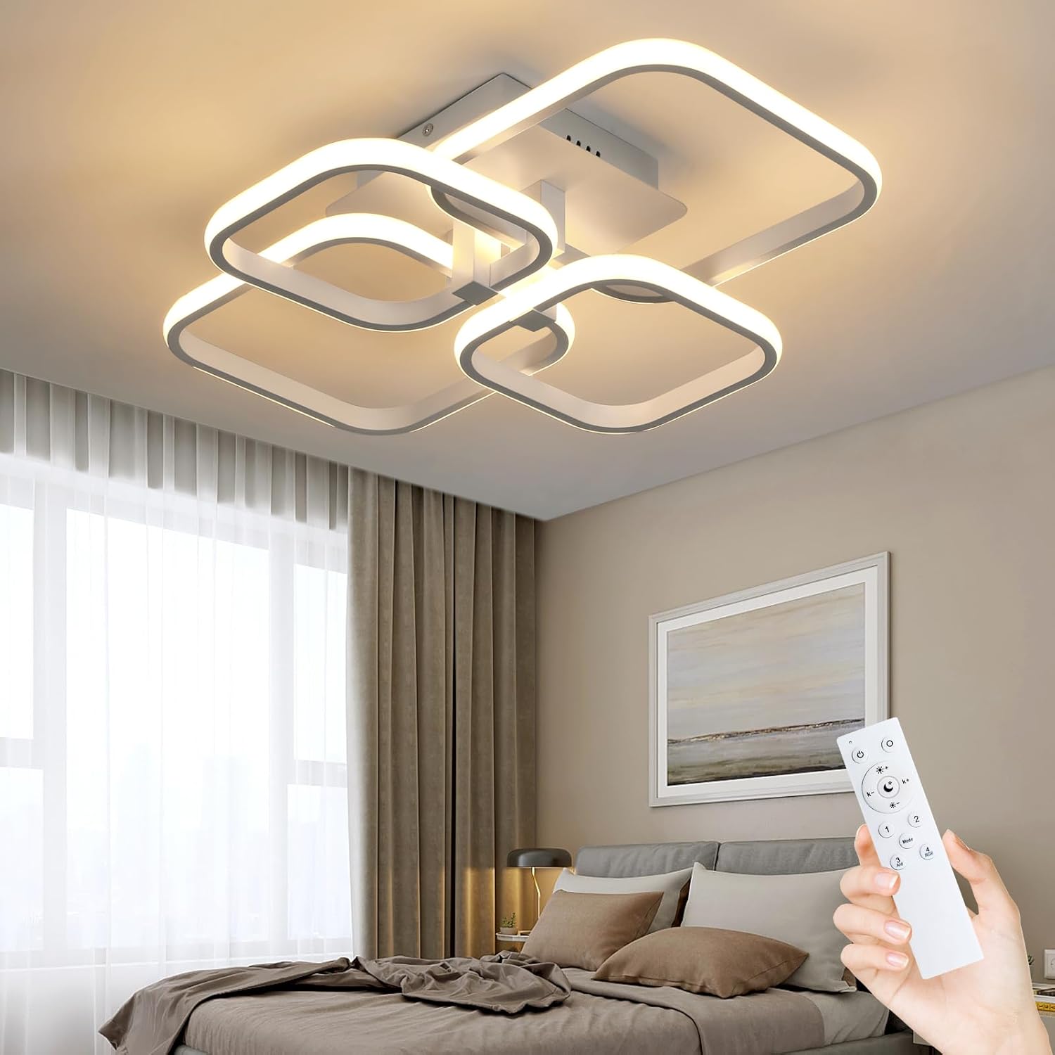 Ceiling Light - White Aluminium Frame, Tunable and Dimmable