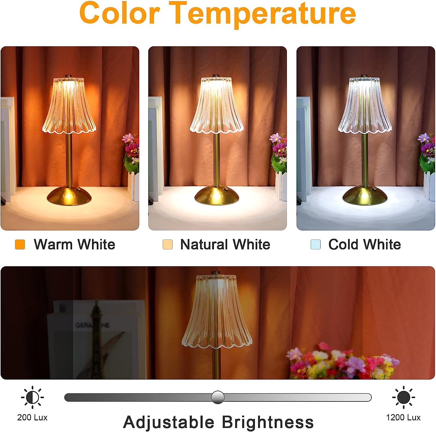 Table Lamps - Gold Plastic Frame, Tunable