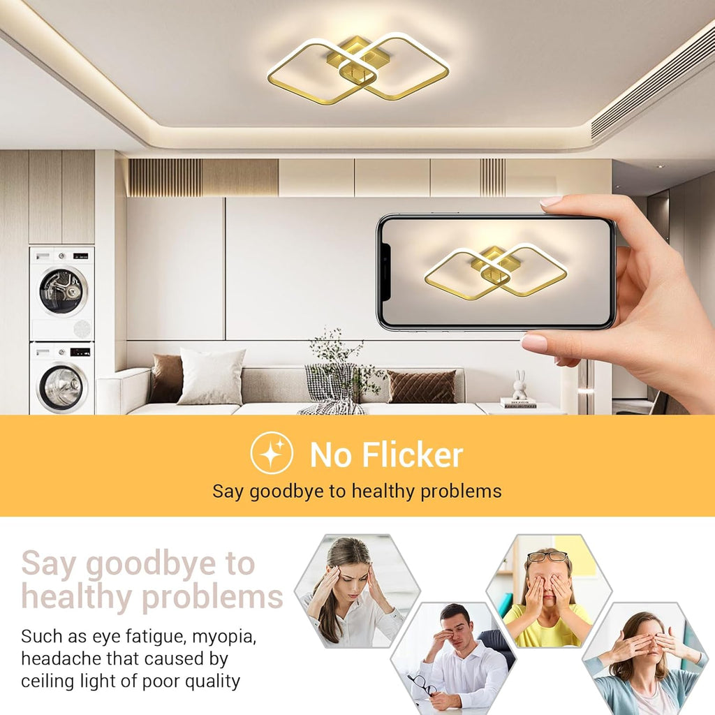 Ceiling Light - Gold Aluminium Frame, Natural Light