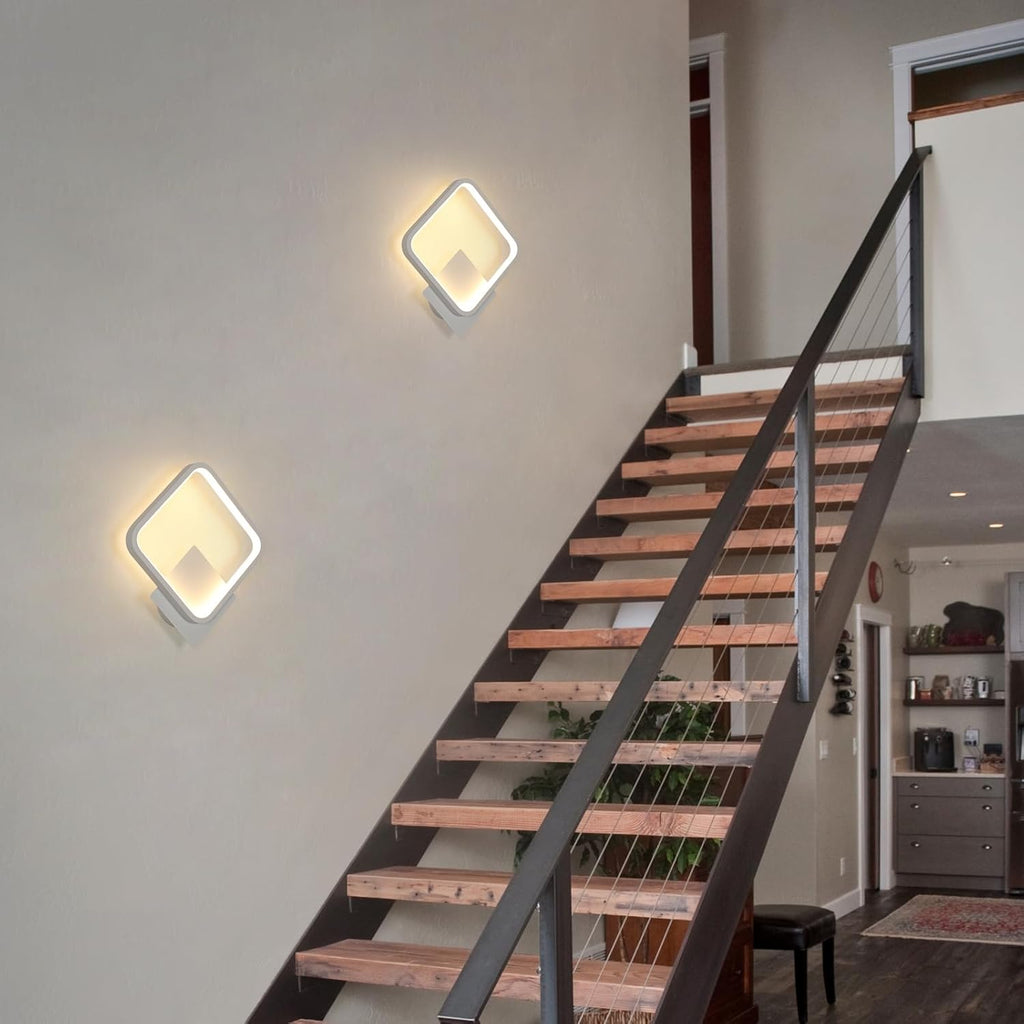 Applique da parete - Telaio in alluminio bianco, Luce calda