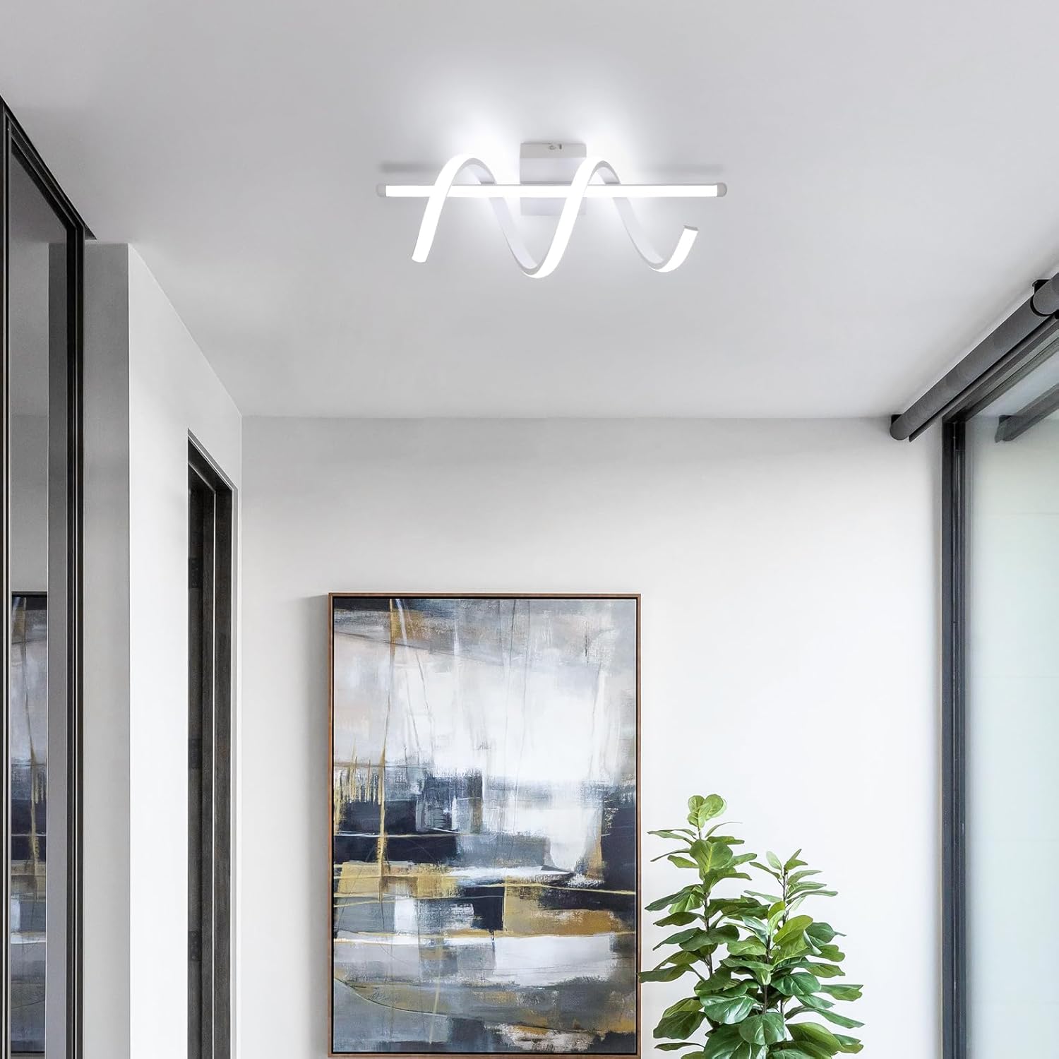 Wall Light - White Aluminium Frame, White Light