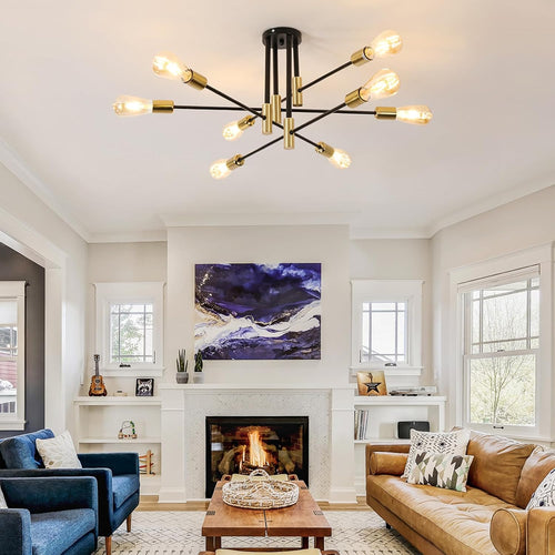 Ceiling Light - Black & Gold Metal Frame