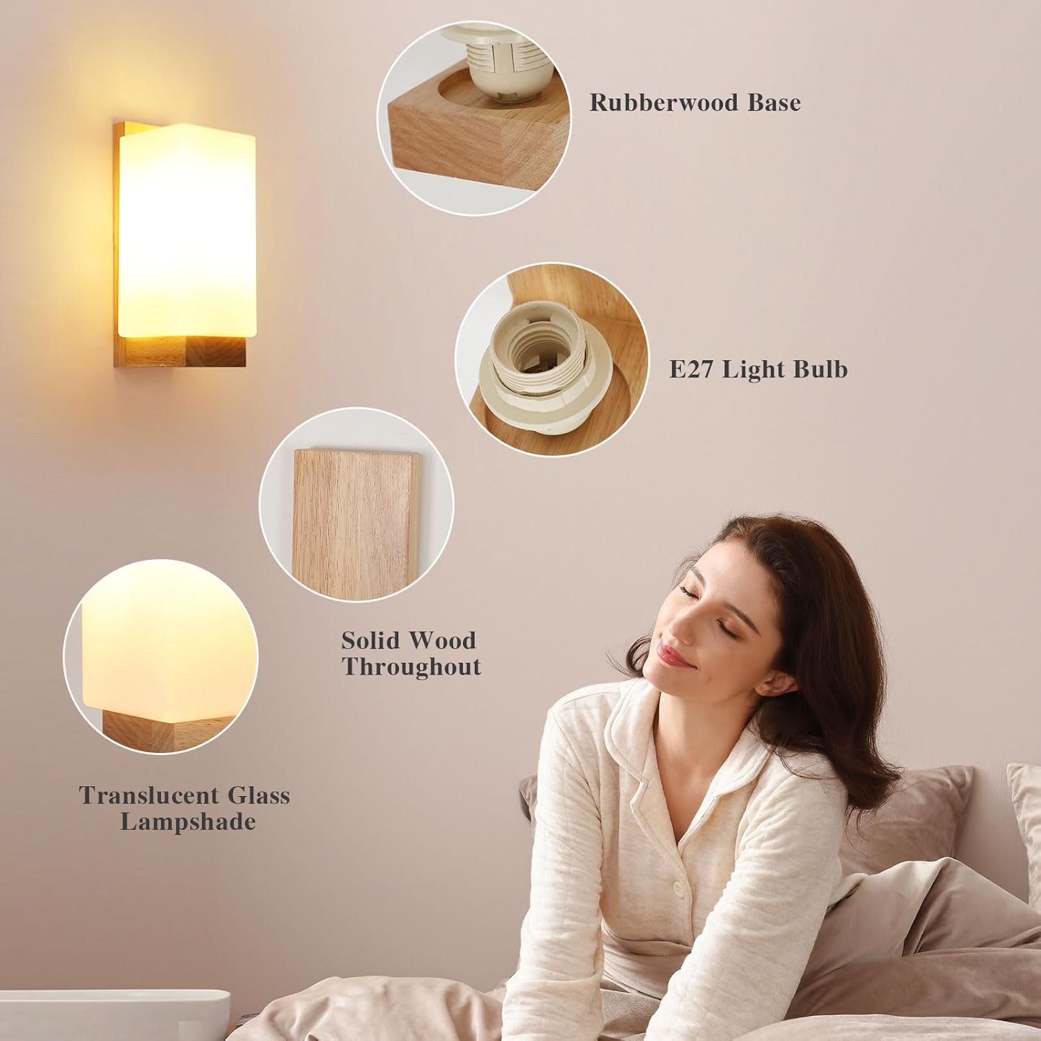 Wall Light - Wood Glass Frame, Tunable
