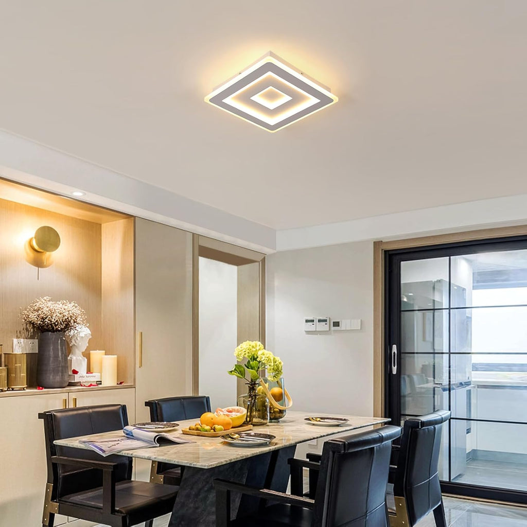 Ceiling Light - White Acrylic Frame, Warm Light
