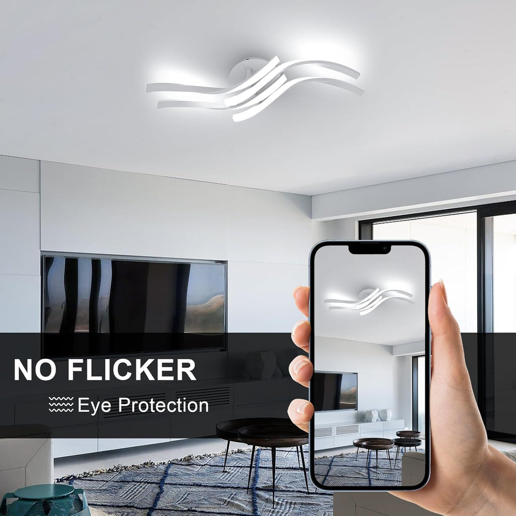 Plafoniera - Struttura in alluminio bianco, Luce bianca