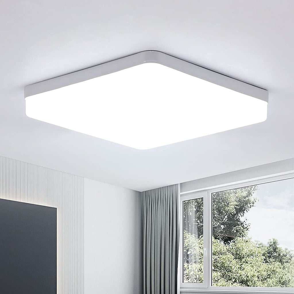 Ceiling Light - White Plastic Frame, White Light