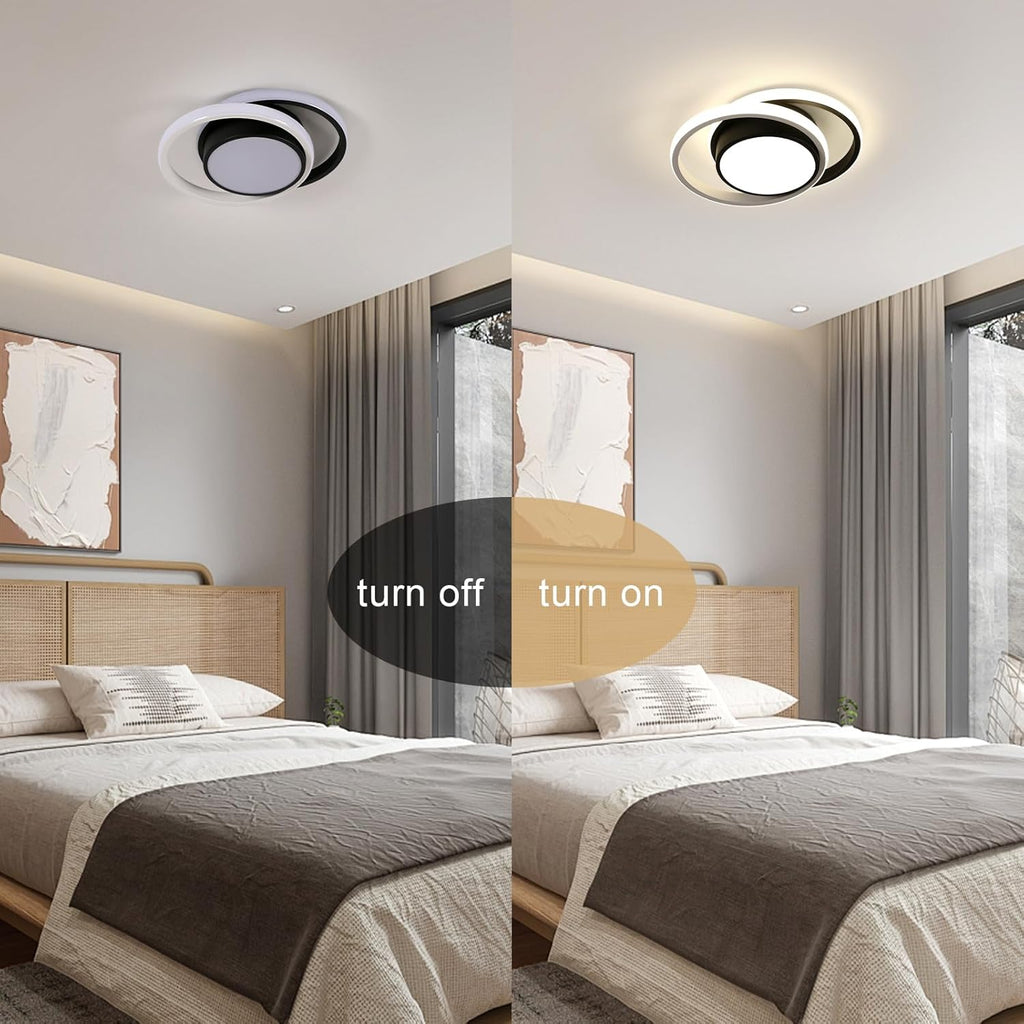 Ceiling Light - Black & White Aluminium Frame, Natural Light