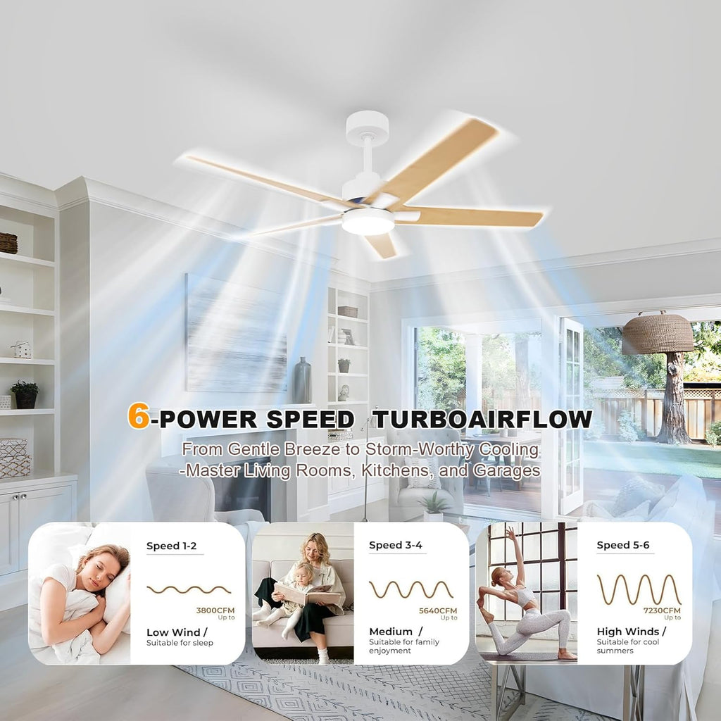 Ceiling Light - White Wood Frame, Tunable and Dimmable