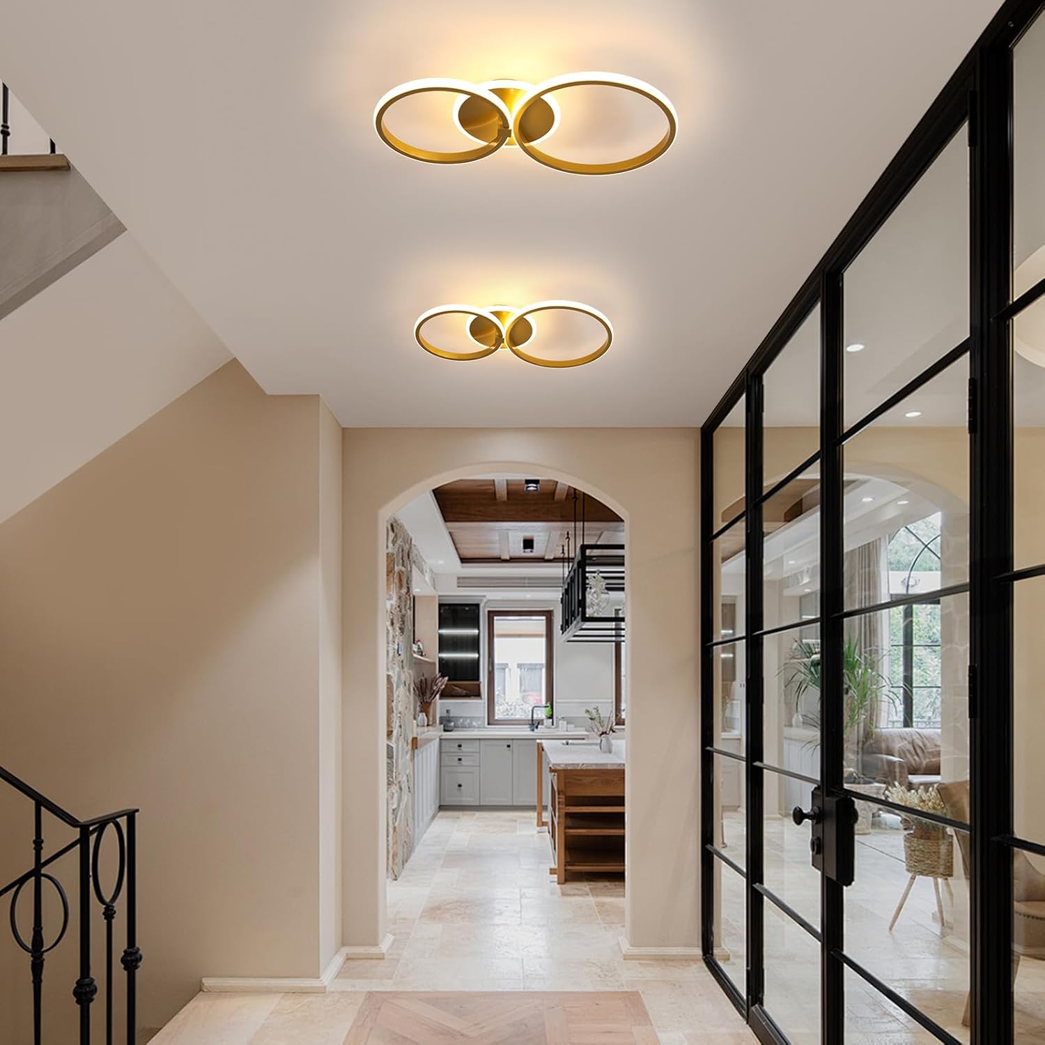 Ceiling Light - Gold Acrylic Frame, Warm Light