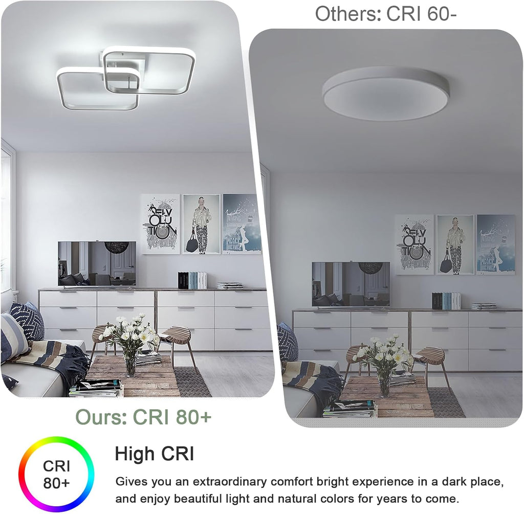 Ceiling Light - Silver Aluminium Frame, White Light