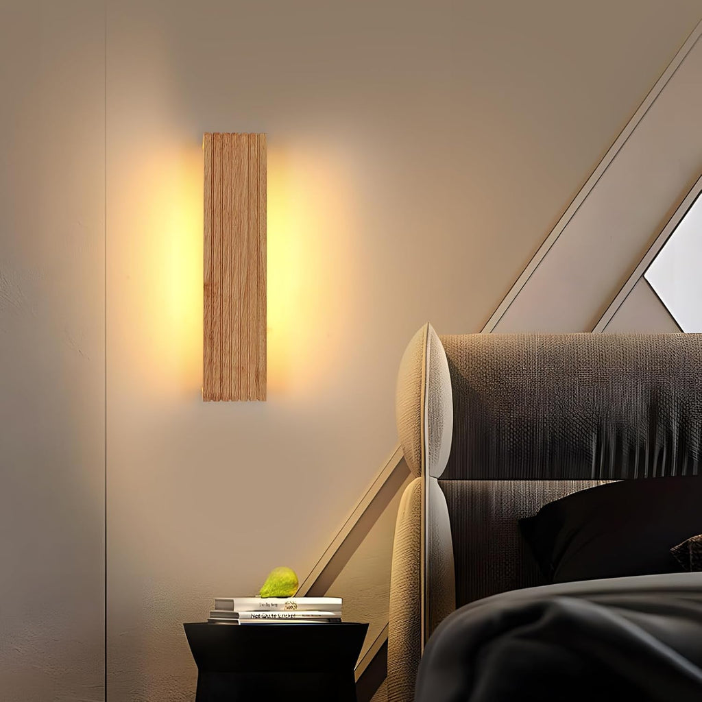 Wandleuchte - Rahmen aus Holz und Kunststoff, warmweißes Licht