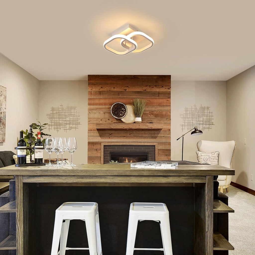 Ceiling Light - White Aluminium Frame, Warm Light