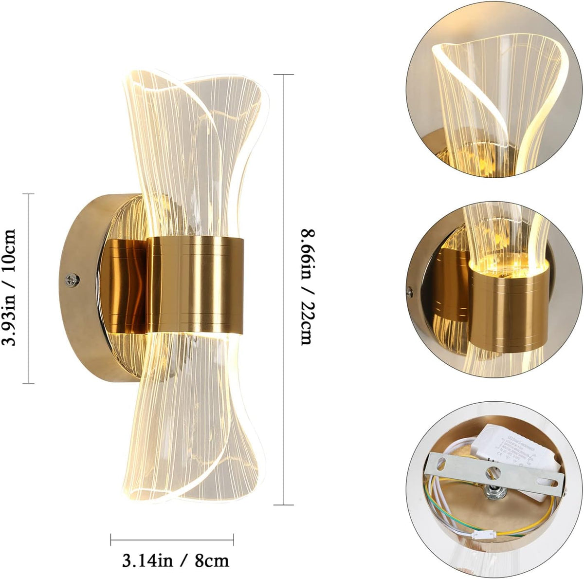 Wall Light - Gold Acrylic Frame, Tunable