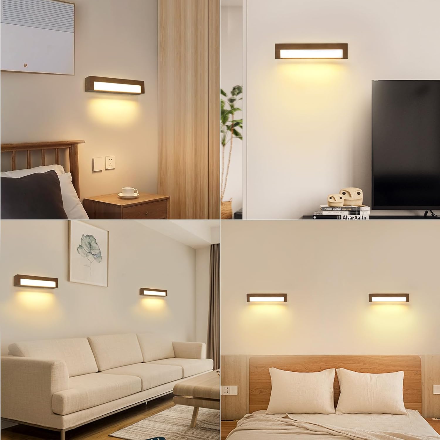 Wall Light - Wood Frame, Warm Light