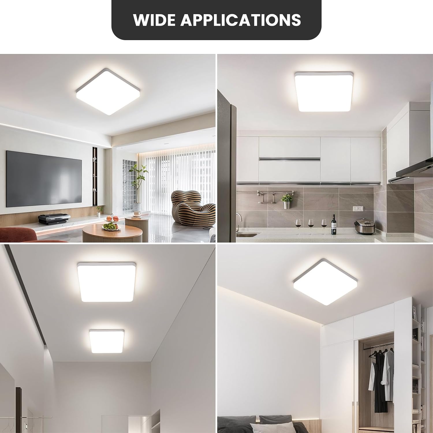 Comely Plafonnier LED, 36W 4050LM Lampe de Plafond LED Carré, Moderne Luminaire Plafonnier LED pour Salon, Chambre à Coucher, Balcon, Cuisine, Lumière Nnaturelle 4000K
