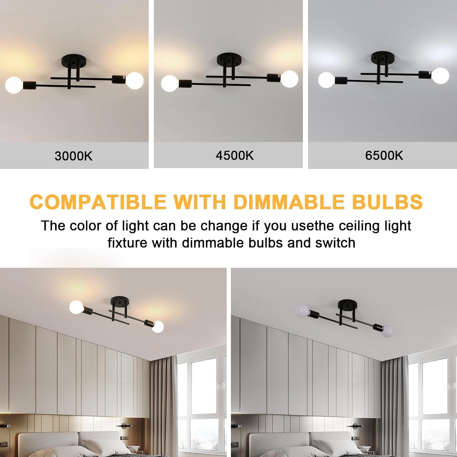 Ceiling Light - Black Metal Frame