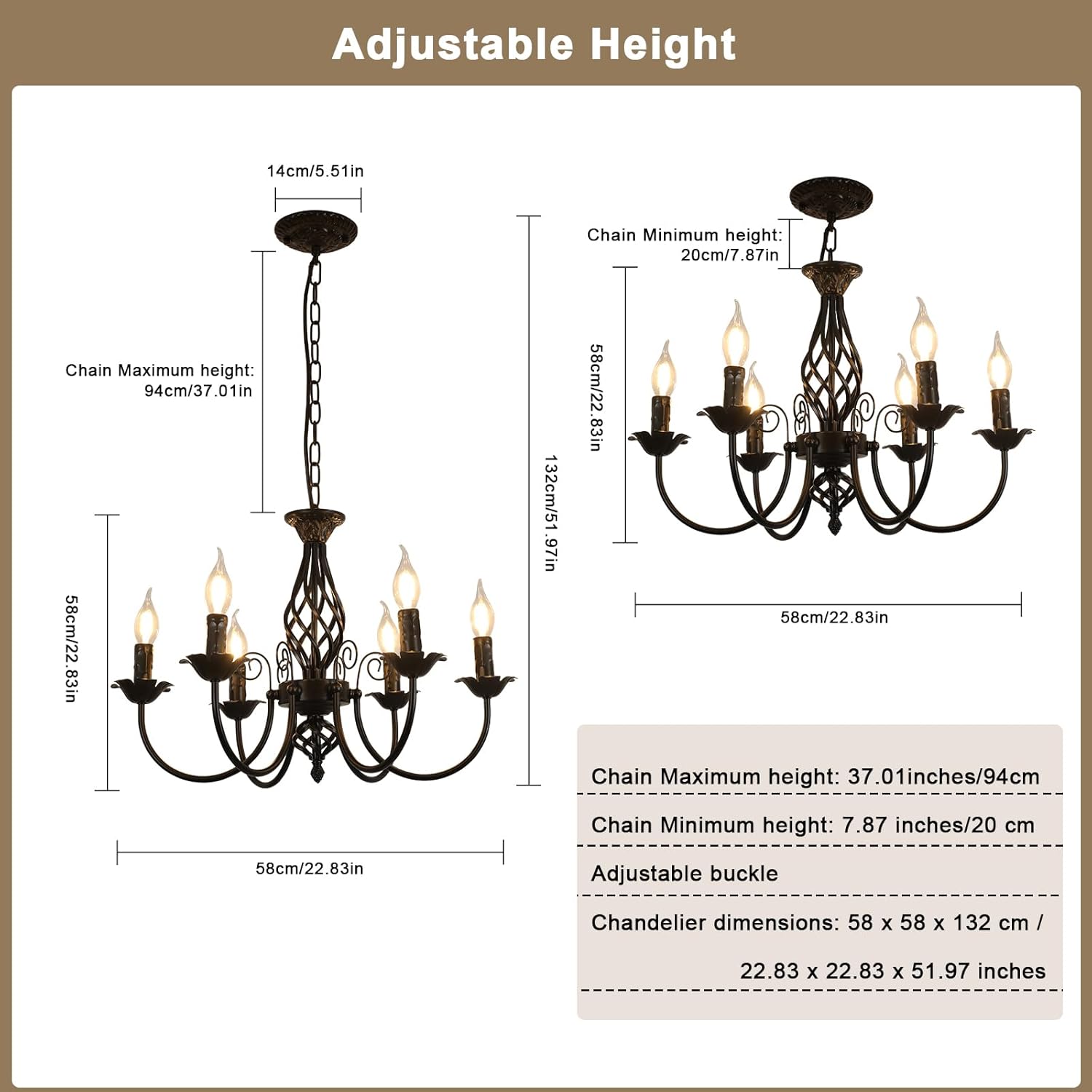 Chandeliers - Black Metal Frame