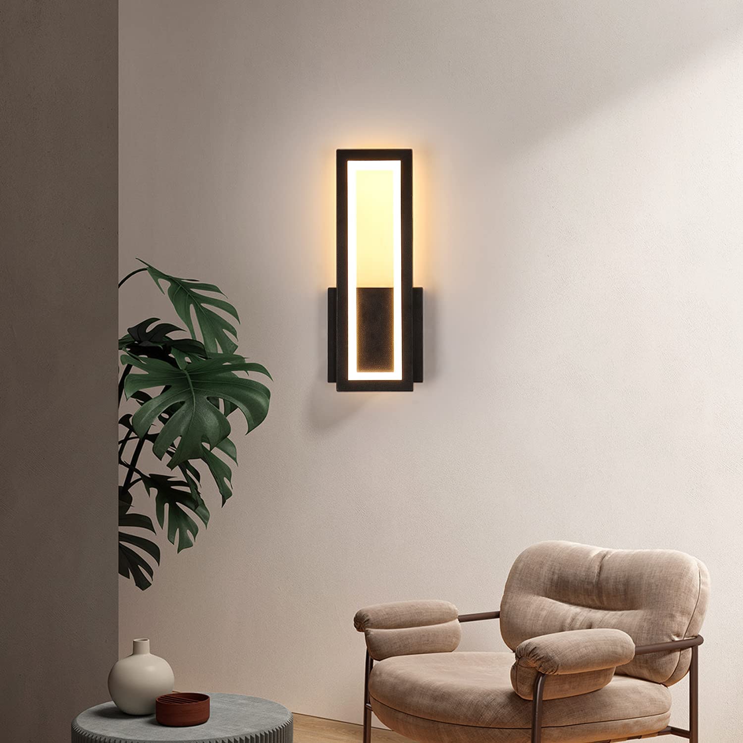 Lampada da Parete - Cornice in Acrilico Nero, Luce Calda
