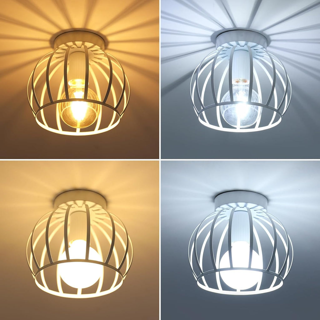 Ceiling Light - White Metal Frame
