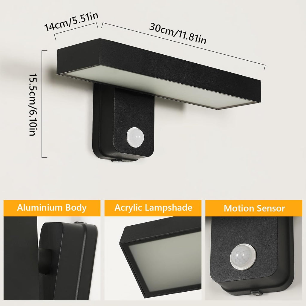Wall Light - Black Aluminium Frame, Warm Light