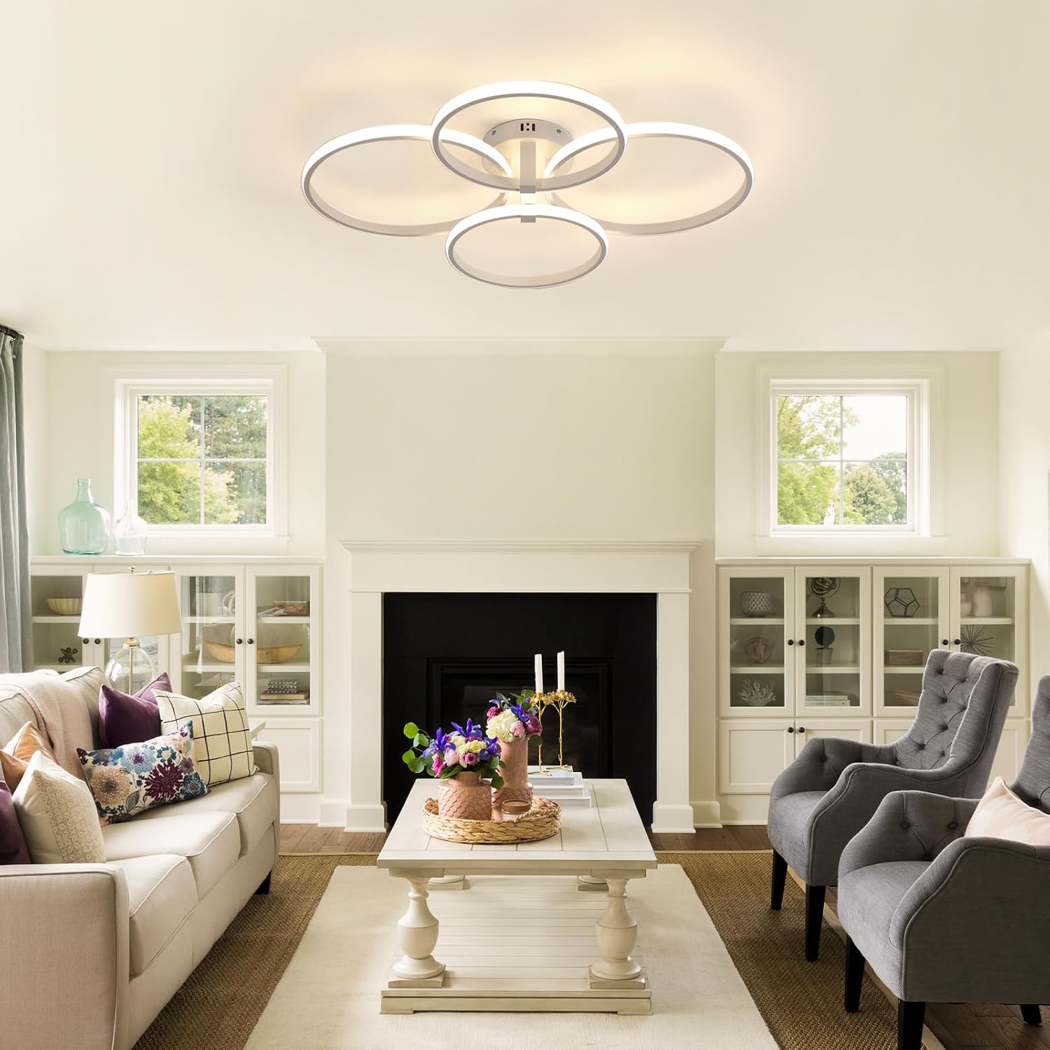 Ceiling Light - White Aluminium Frame, Tunable and Dimmable