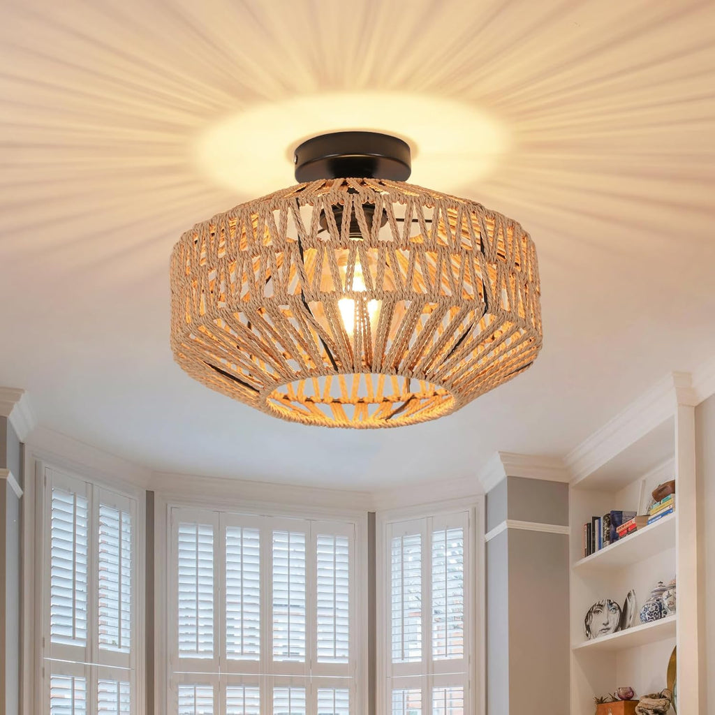 Ceiling Light - Black Wood Frame