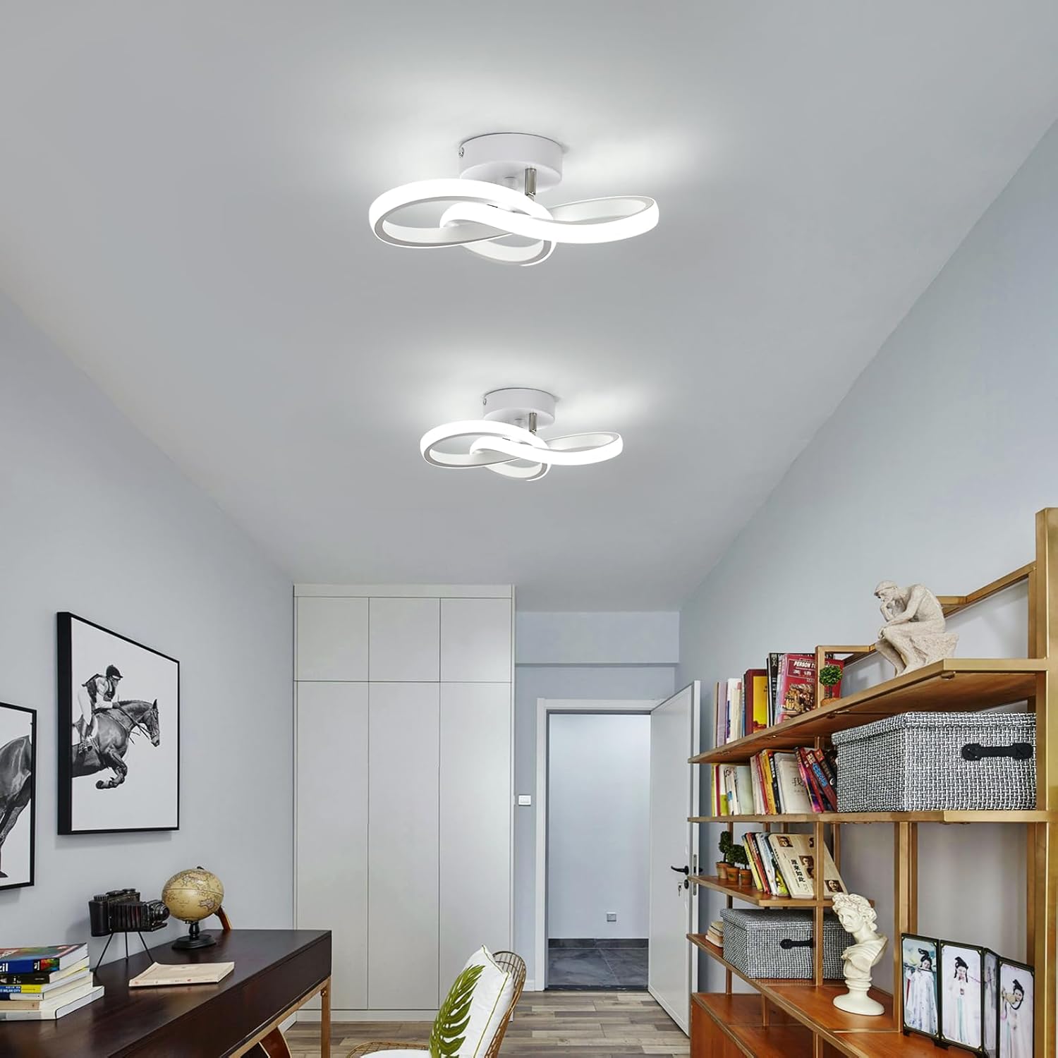 Ceiling Light - White Aluminium Frame, White Light