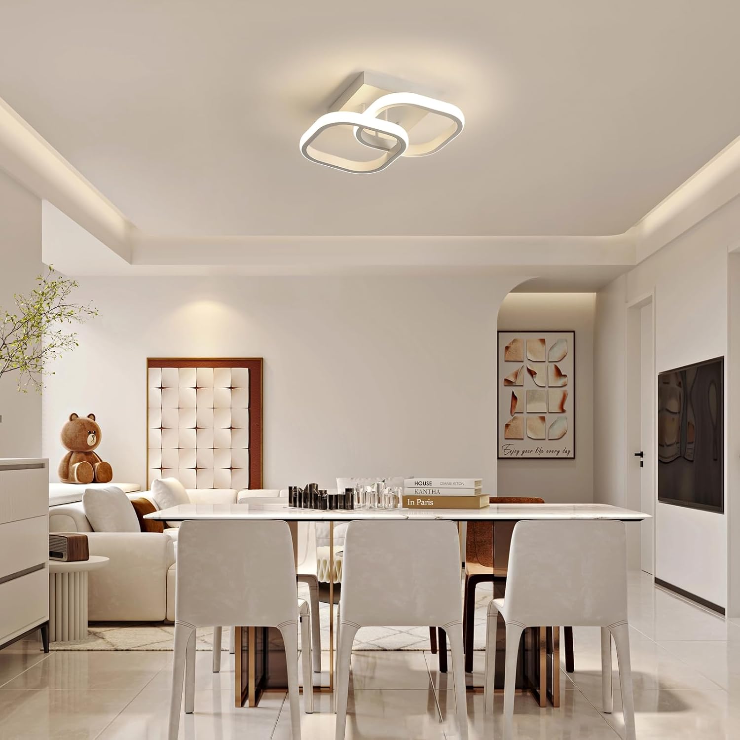 Ceiling Light - White Aluminium Frame, Natural Light
