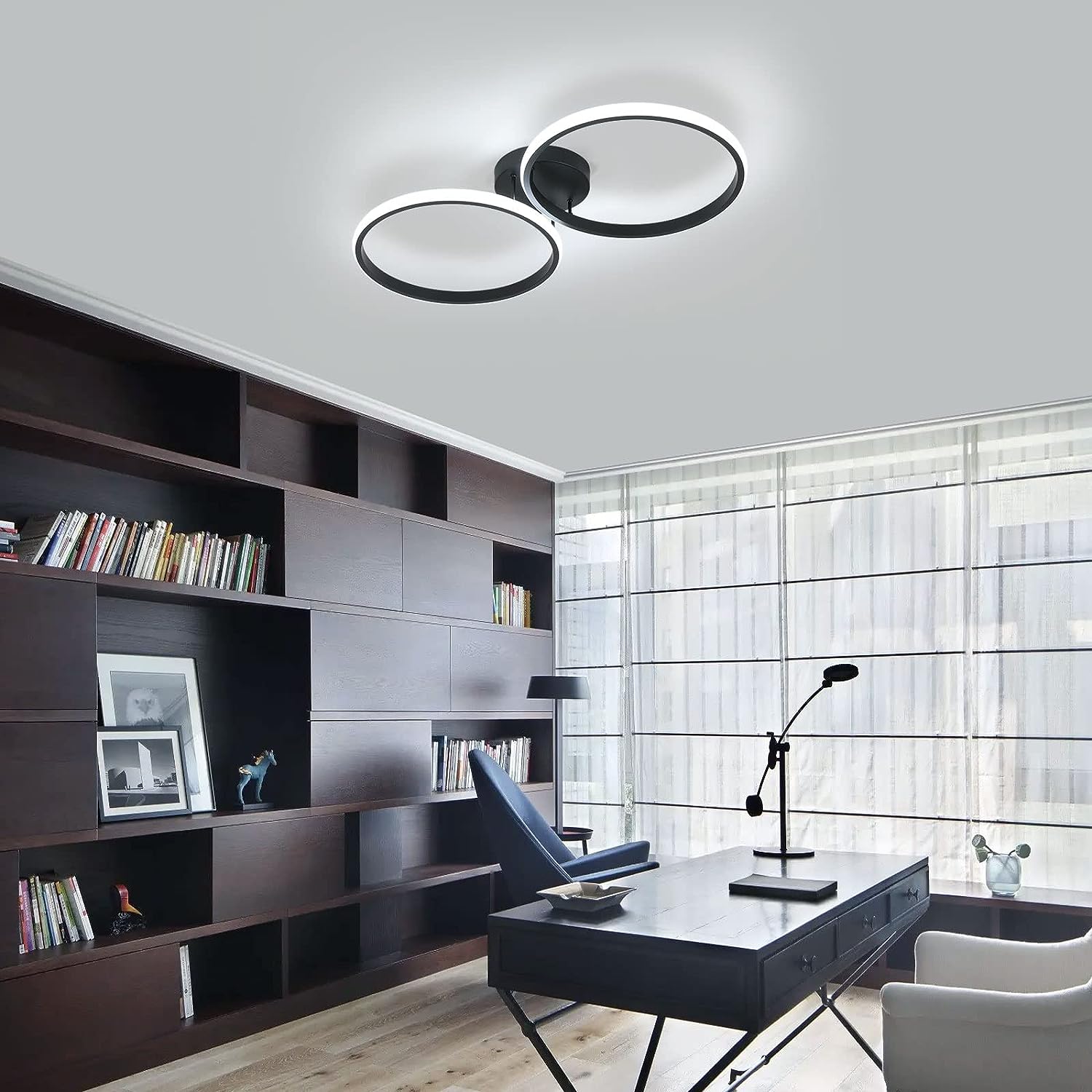 Ceiling Light - Black Aluminium Frame, White Light