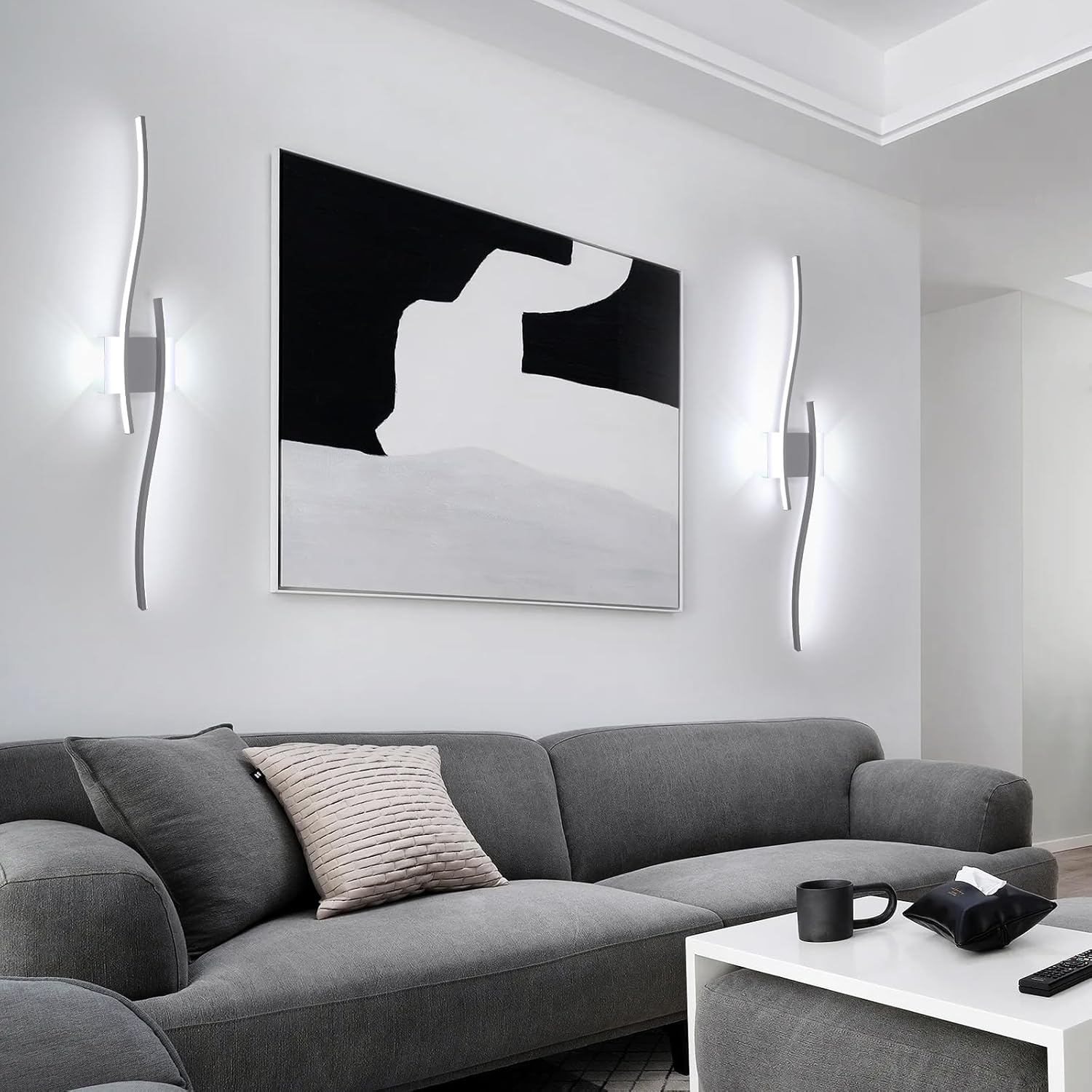 Wall Light - White Aluminium Frame, White Light
