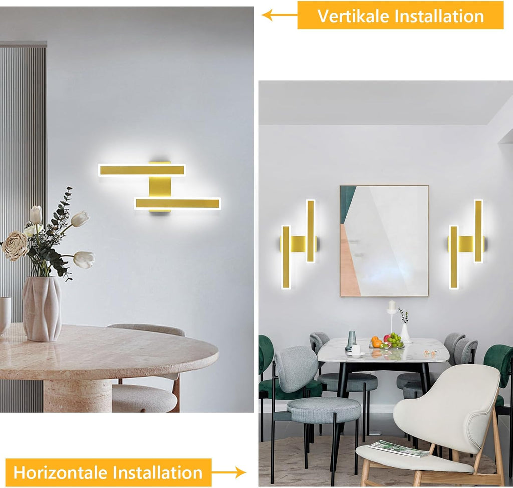 Wall Light - Gold Acrylic Frame, White Light